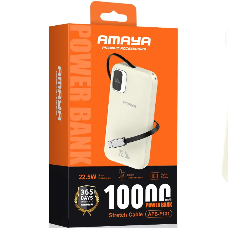 Портативное ЗУ Power Bank Amaya F131 22.5W with display and cable 10000 mAh, Biege 1, купить оптом с доставкой