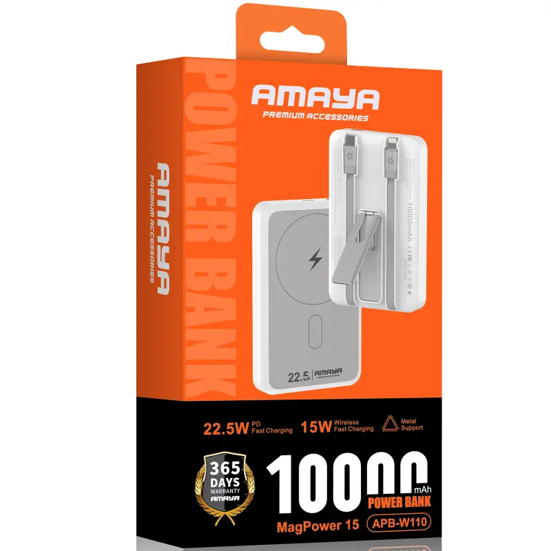Портативное ЗУ Power Bank Amaya XN-T181 15W+PD22.5W with cable 10000 mAh, White 1, купить оптом с доставкой