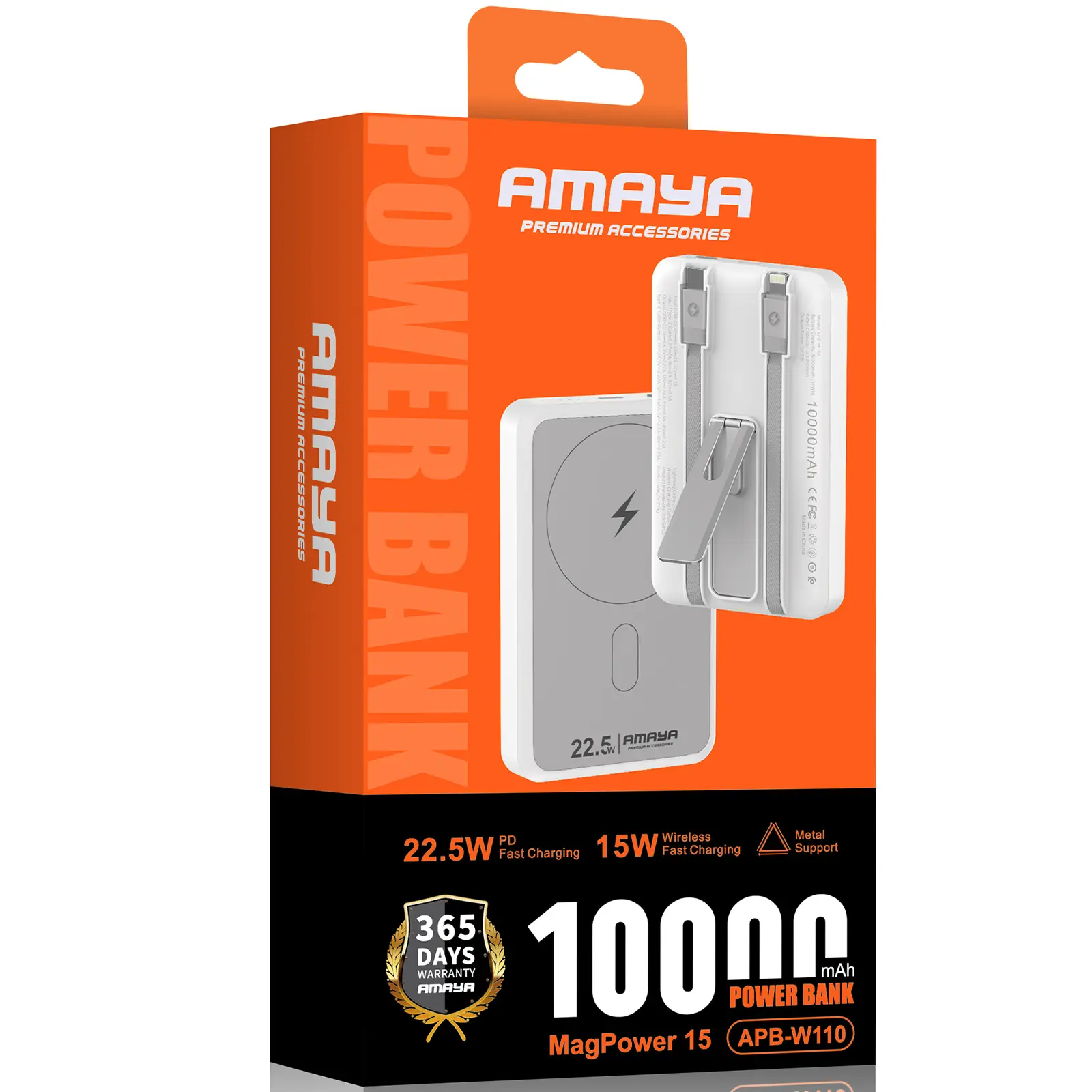 Портативное ЗУ Power Bank Amaya XN-T181 15W+PD22.5W with cable 10000 mAh, White 1, купить оптом с доставкой