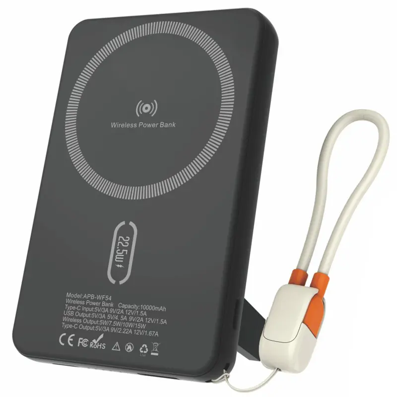 Портативное ЗУ Power Bank Amaya WF54 15W+PD22.5W с БЗУ 10000 mAh, Black, купить оптом с доставкой