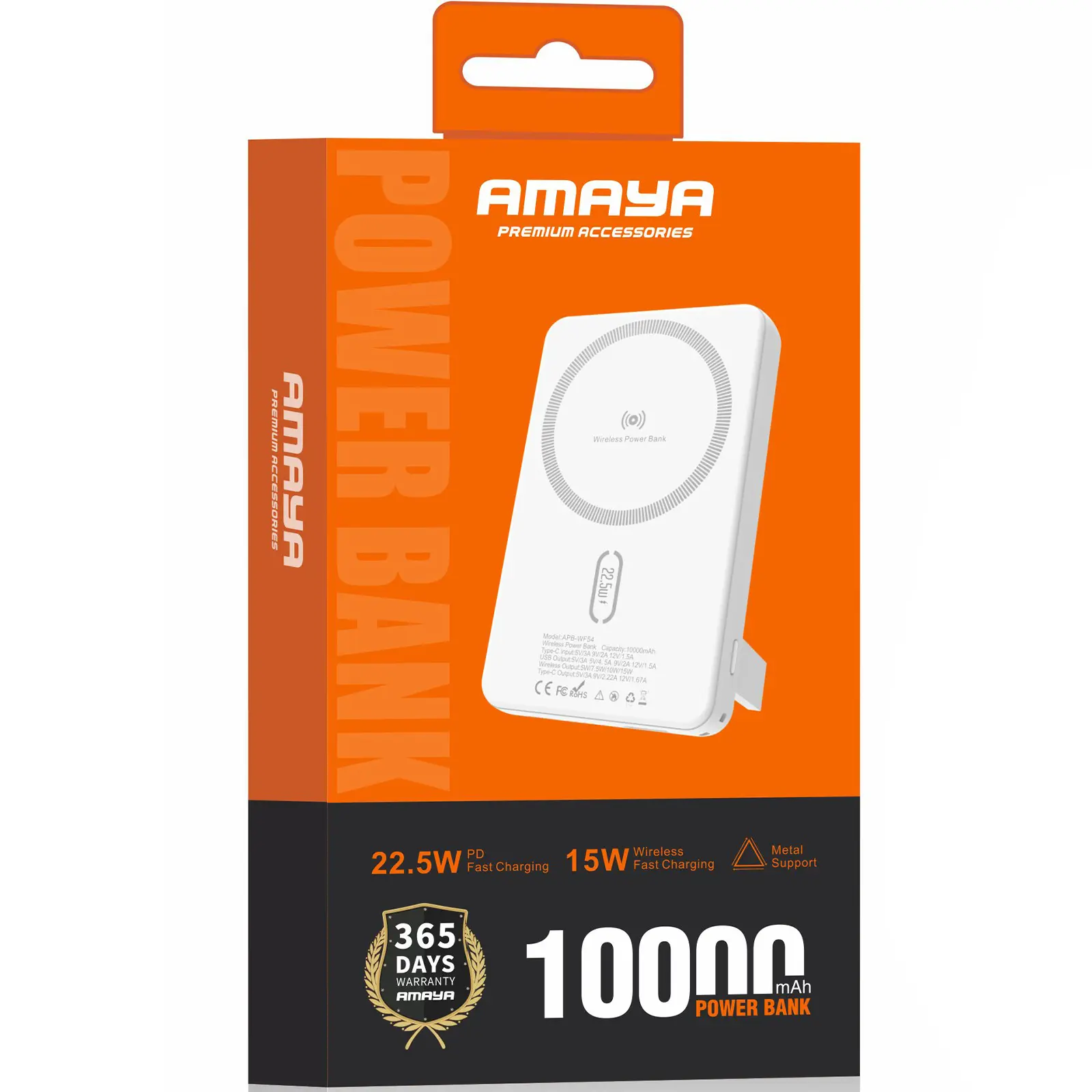 Портативное ЗУ Power Bank Amaya WF54 15W+PD22.5W с БЗУ 10000 mAh, White 1, купить оптом с доставкой