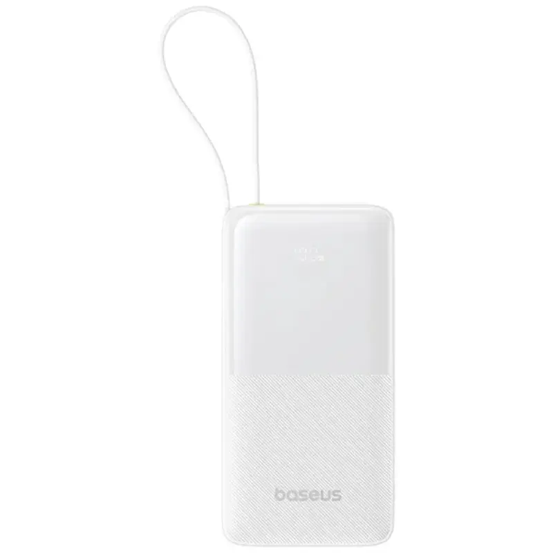 Портативное ЗУ Power Bank Baseus Bipow 2 Digital Display PD20W with cable 10000 mAh (P10077101113), Moon White, купить оптом с доставкой