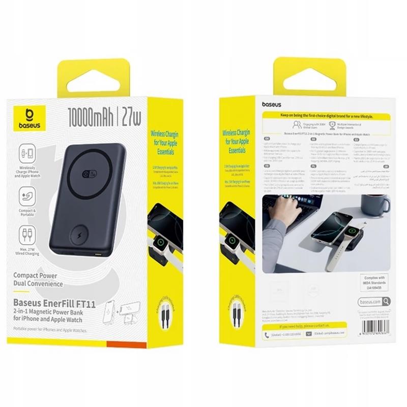 Портативное ЗУ Power Bank Baseus EnerFill FT11 Magnetic PD27W с БЗУ 10000mAh (P1008210G123) на картинке №3