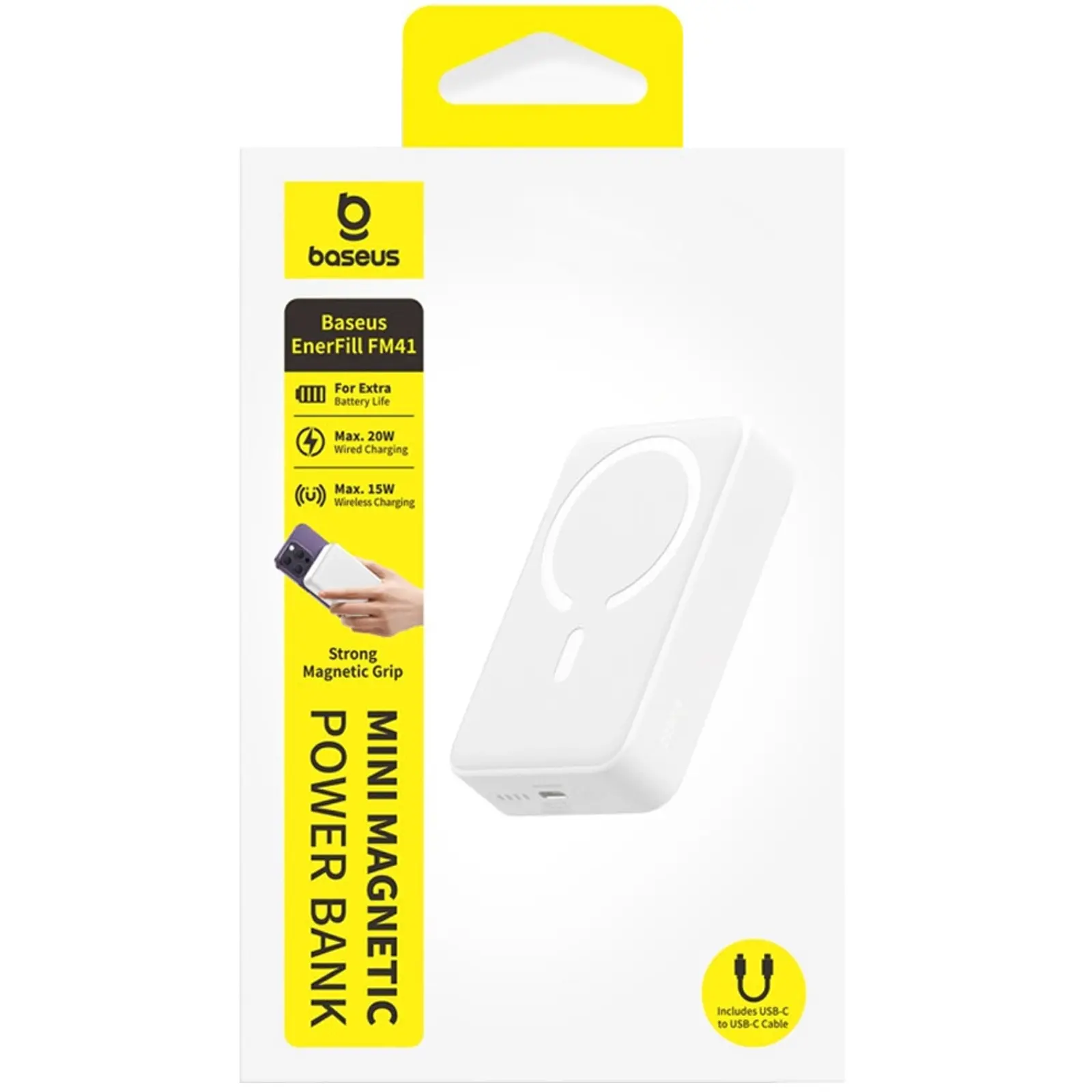 Портативное ЗУ Power Bank Baseus EnerFill FM41 Mini Magnetic PD20W с БЗУ 10000mAh (E0027T), Moon White 2, купить оптом с доставкой