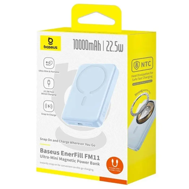Портативное ЗУ Power Bank Baseus EnerFill FM11 Ultra-Mini 22.5W с БЗУ 10000mAh (PPFM11-1022), Galaxy Blue 1, купить оптом с доставкой