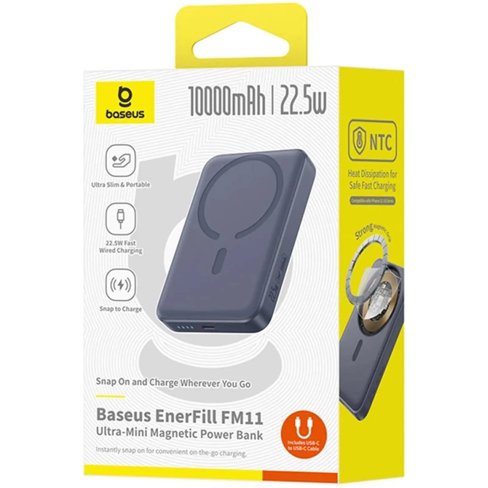 Портативное ЗУ Power Bank Baseus EnerFill FM11 Ultra-Mini 22.5W с БЗУ 10000mAh (PPFM11-1022), Space Grey 1, купить оптом с доставкой