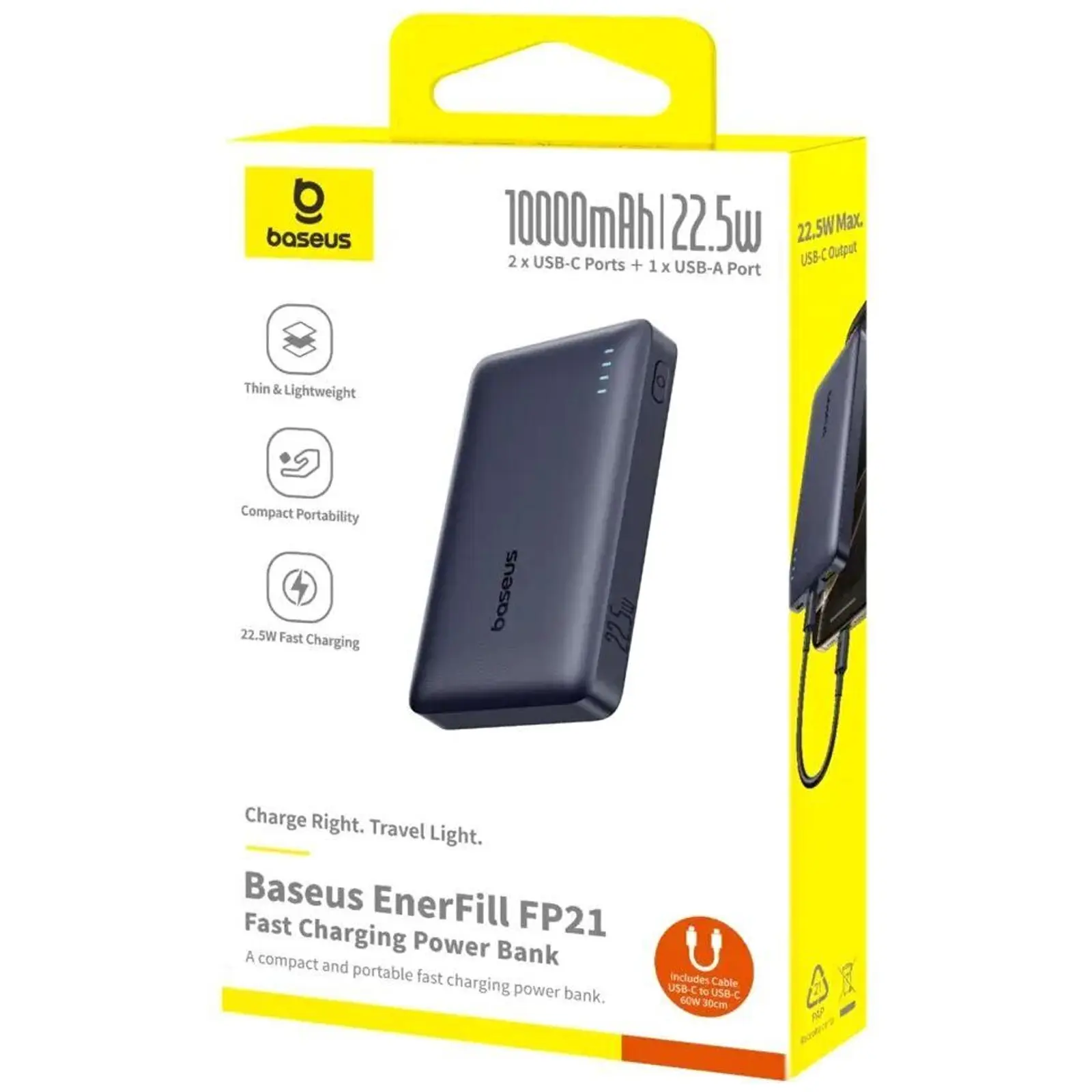 Портативное ЗУ Power Bank Baseus EnerFill FP21 22.5W 10000 mAh (P1008210D213), Cosmic Black 3, купить оптом с доставкой