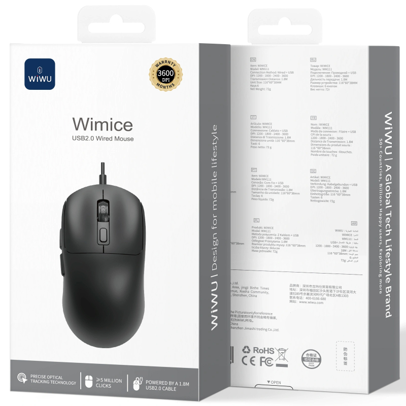 Мышь проводная WIWU WM111 Wired Mouse на картинке №2