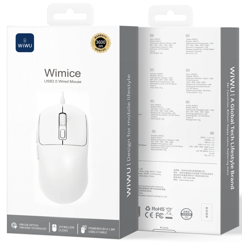 Мышь проводная WIWU WM111 Wired Mouse на картинке №2