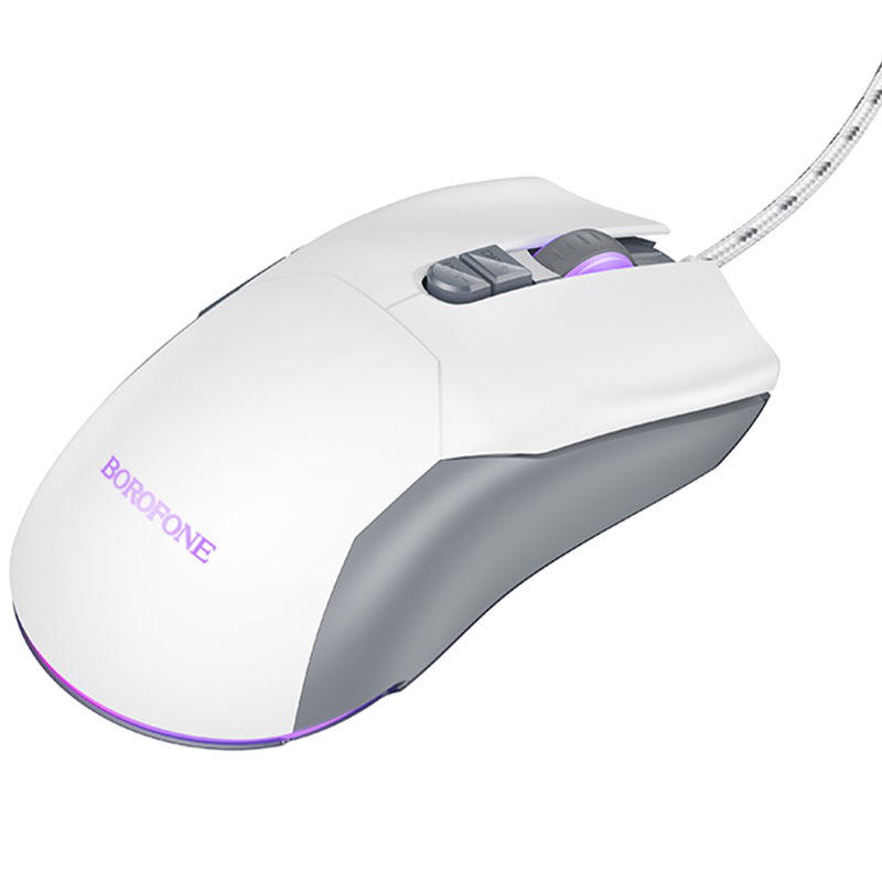 Мышь проводная Borofone BG18 Valeroso, Gray / White 2, купить оптом с доставкой