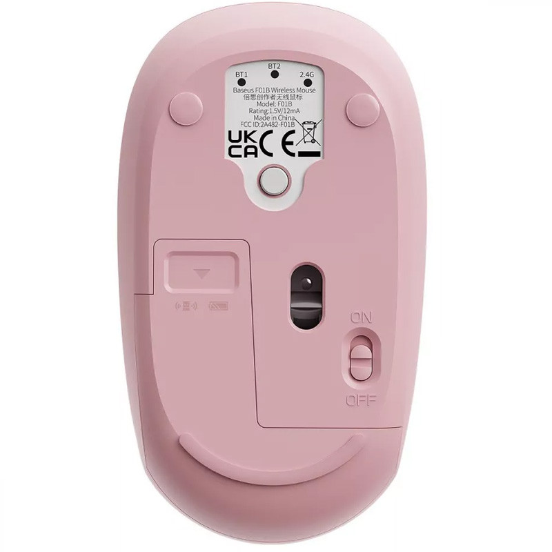 Миша бездротова Baseus F01B Tri-Mode Bluetooth + 2.4G (B01055503833), Pink 1, купити оптом з доставкою
