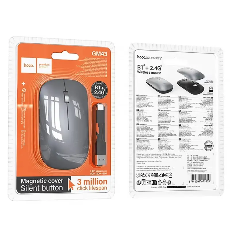 Мышь беспроводная Hoco GM43 Adelanto 2.4G, Deep space gray 1, купить оптом с доставкой