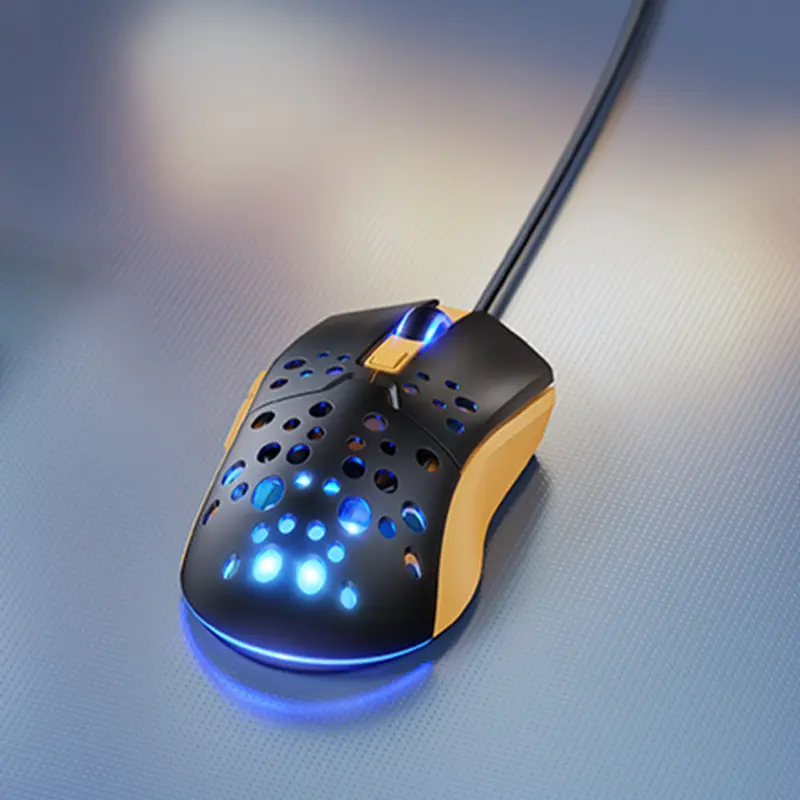Мышь проводная Hoco GM51 Sky Luminous, Black / Yellow 3, купить оптом с доставкой