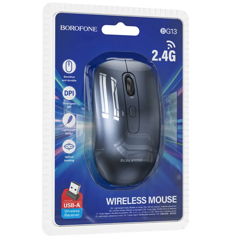 Миша бездротова Borofone BG13 Winner 2.4G, Black / Metal gray 1, купити оптом з доставкою