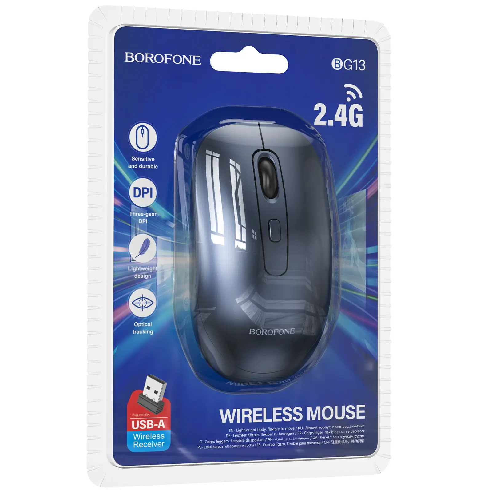 Миша бездротова Borofone BG13 Winner 2.4G, Black / Metal gray 1, купити оптом з доставкою