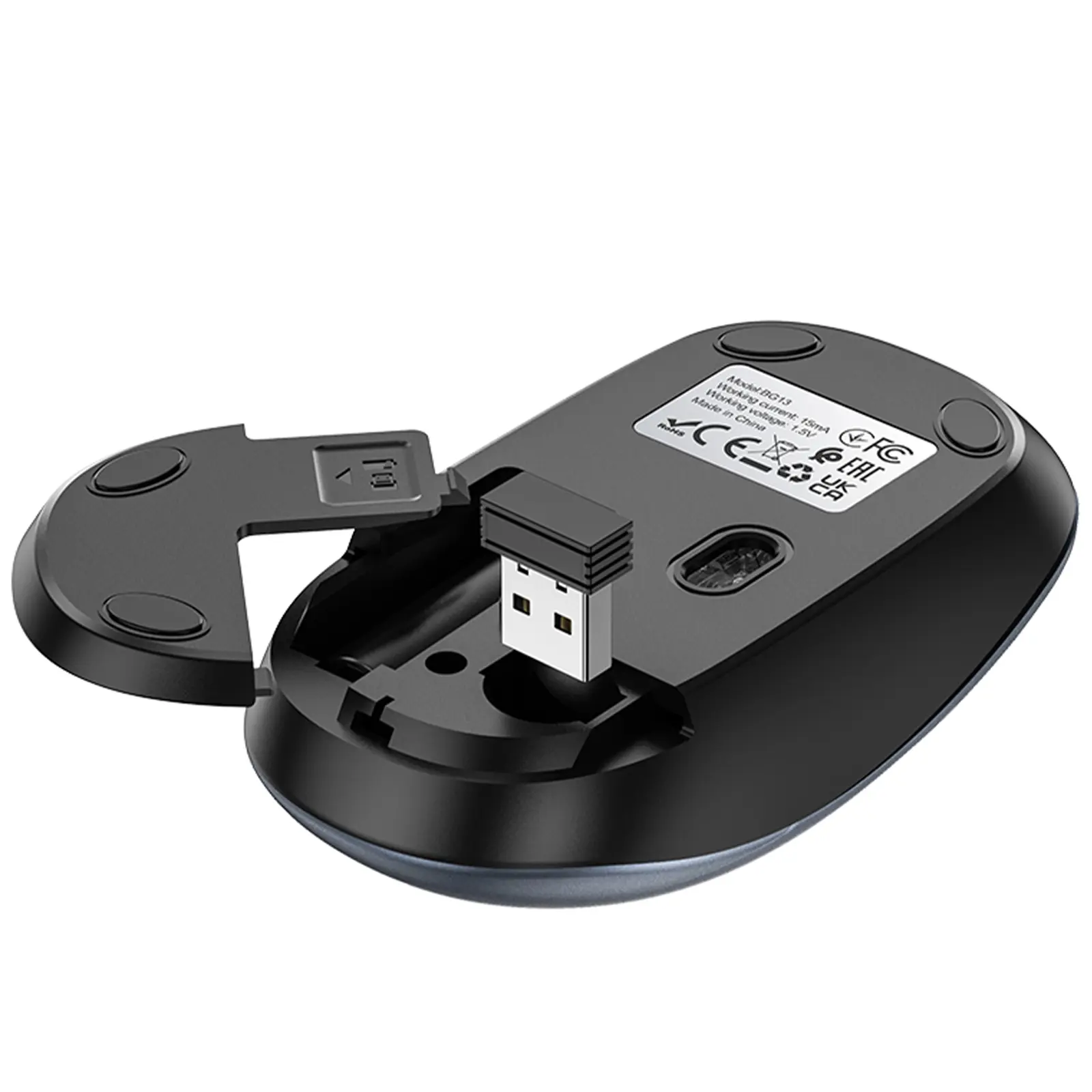 Миша бездротова Borofone BG13 Winner 2.4G, Black / Metal gray 2, купити оптом з доставкою