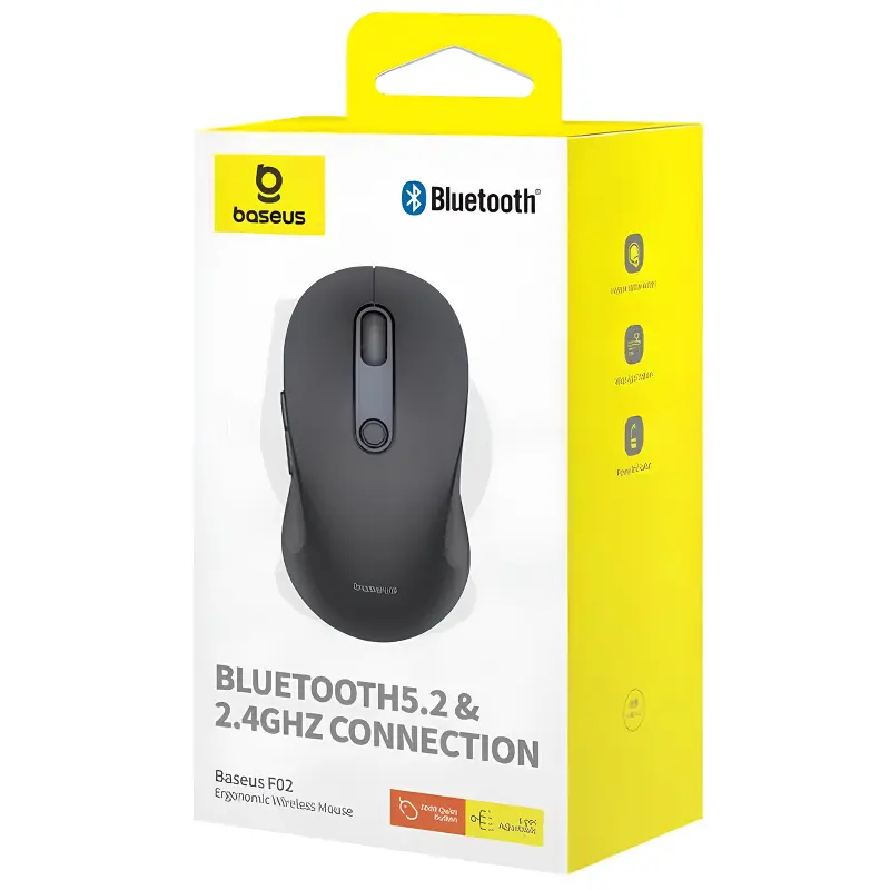 Мышь беспроводная Baseus F02 Ergonomic Bluetooth (B010555), Cluster Black 1, купить оптом с доставкой