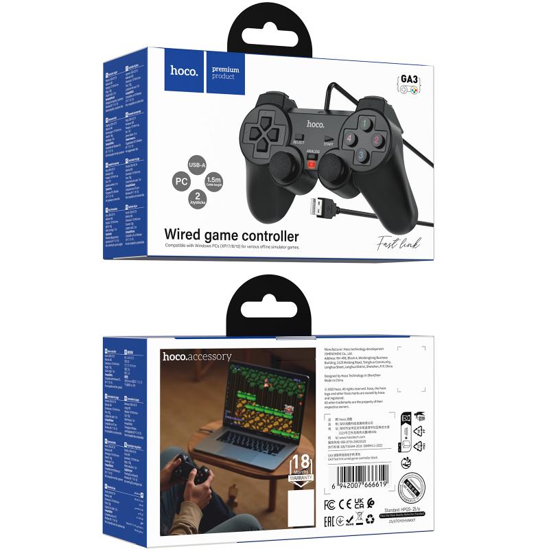 Игровой проводной джойстик геймпад Hoco GA3 Max Joy for PC на картинке №5