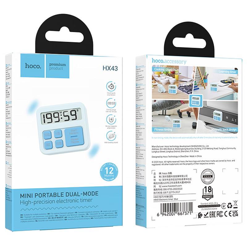 Электронный таймер + часы Hoco HX43 Electronic на картинке №4