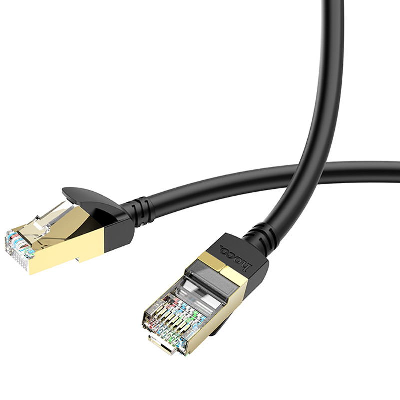 Дата кабель Hoco US02 Level pure copper gigabit ethernet (5m), Black 2, купити оптом з доставкою