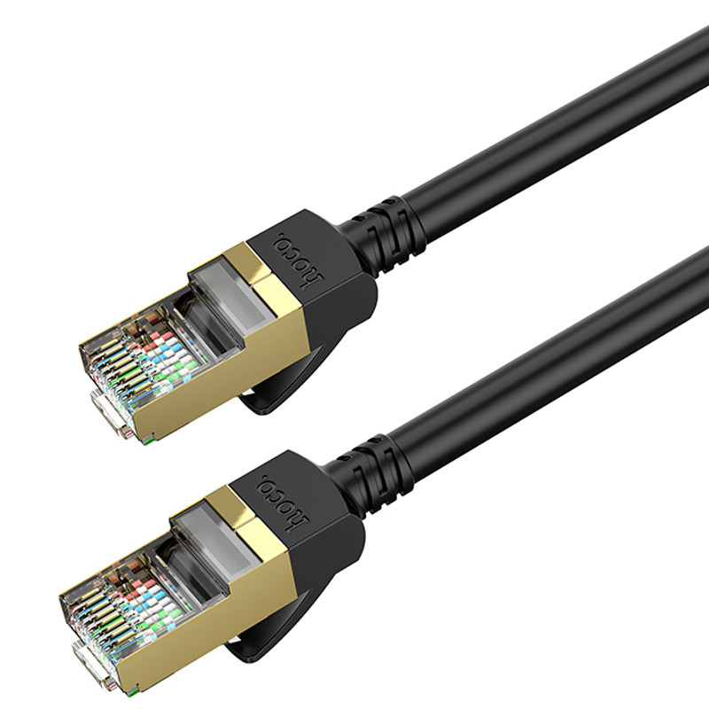 Дата кабель Hoco US02 Level pure copper gigabit ethernet (5m), Black 3, купити оптом з доставкою