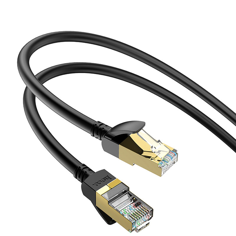 Дата кабель Hoco US02 Level pure copper gigabit ethernet (5m), Black 4, купити оптом з доставкою