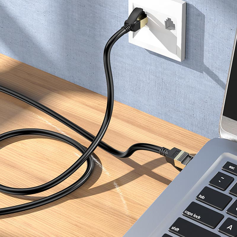 Дата кабель Hoco US02 Level pure copper gigabit ethernet (5m), Black 6, купити оптом з доставкою