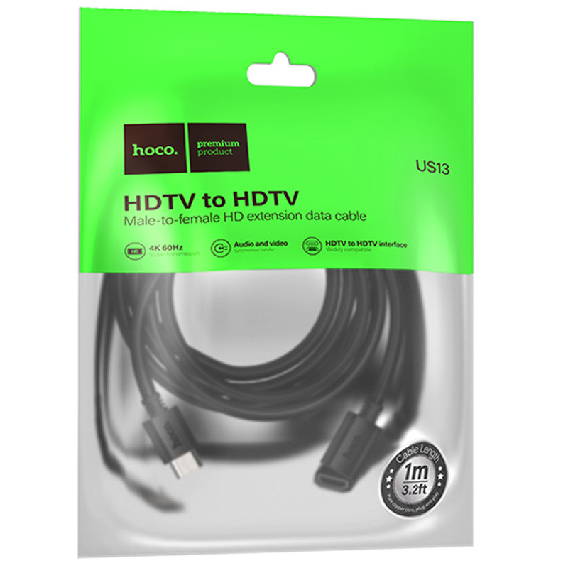 Дата кабель Hoco US13 HDTV male to HDTV female HD extension (1m) на картинке №7