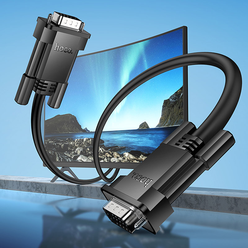 Дата кабель Hoco US11 VGA male to VGA male HD (1m) на картинке №8