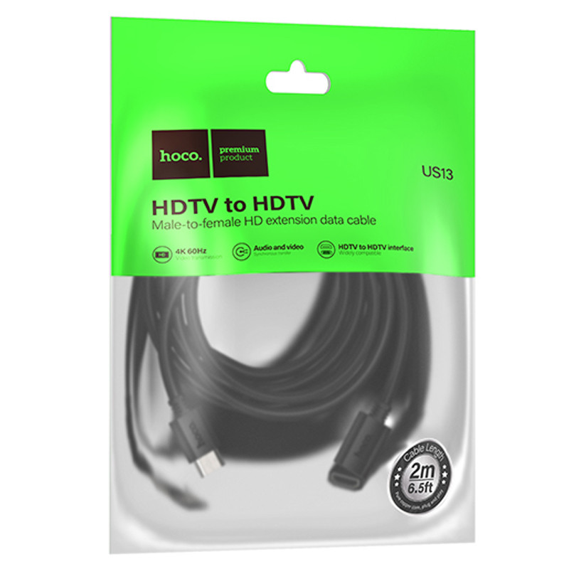 Дата кабель Hoco US13 HDTV male to HDTV female HD extension (2m) на малюнкі №7