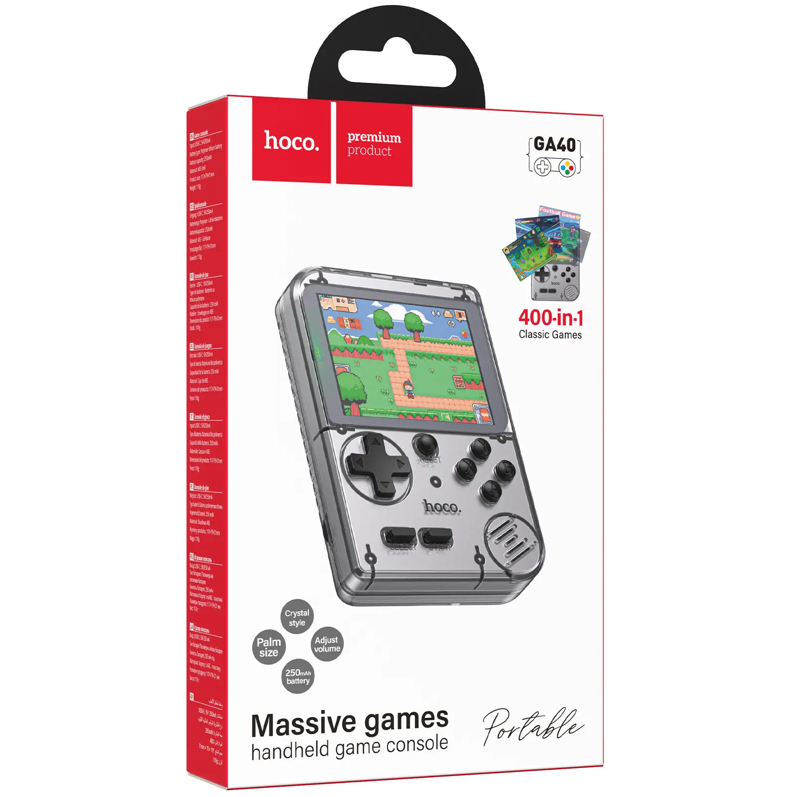 Портативная игровая консоль Hoco GA40 Brilliant 400 games (250mAh), Gray 1, купить оптом с доставкой