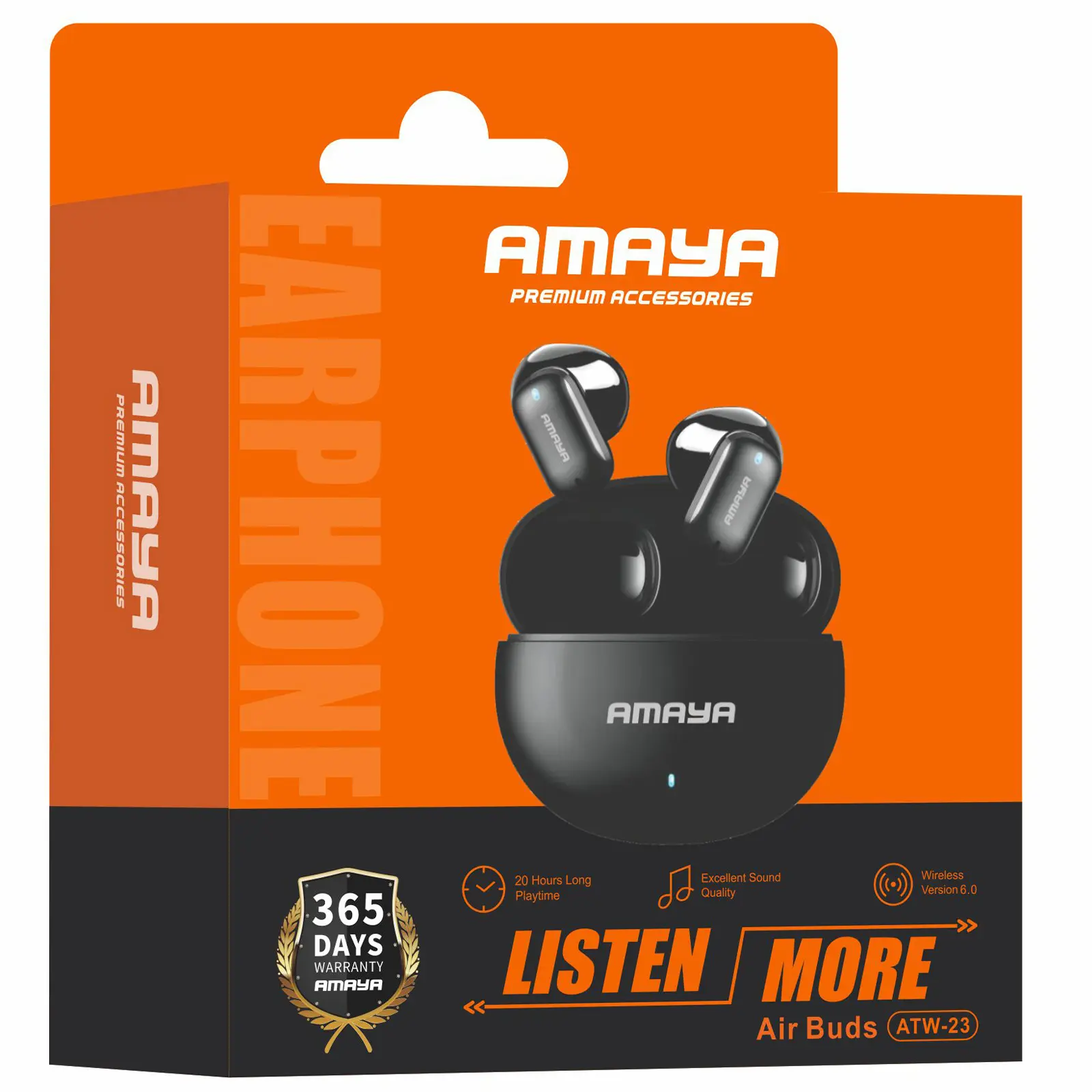 Уцінка Бездротові TWS навушники Amaya ATW-23, М'ята упаковка / Black 1, купити оптом з доставкою