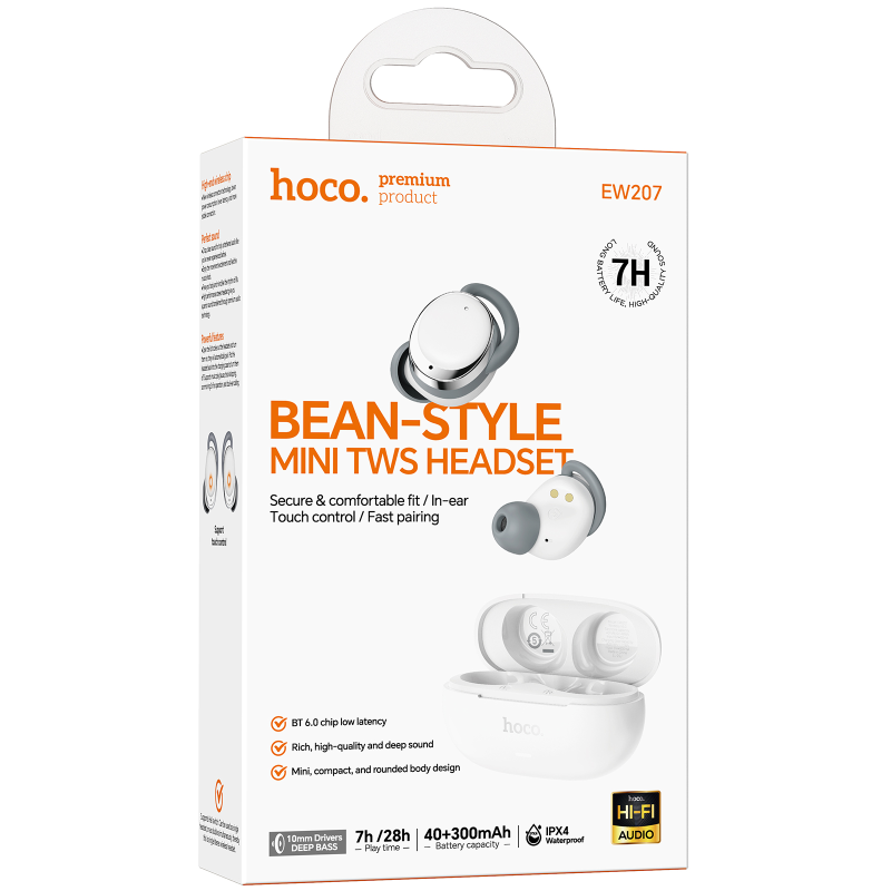 Беспроводные TWS наушники Hoco EW207 Sound, White 1, купить оптом с доставкой