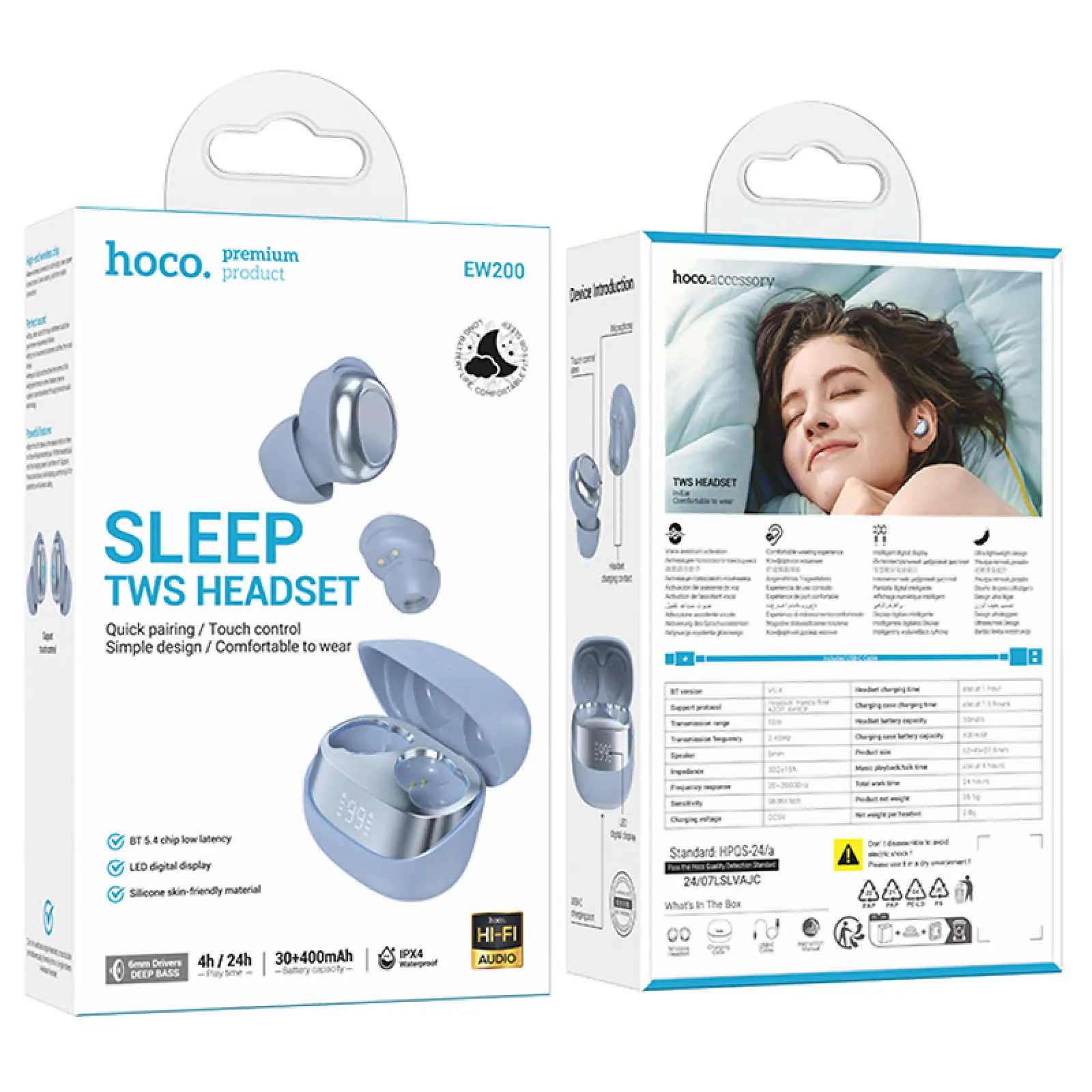 Бездротові TWS навушники Hoco EW200 Elegant, Blue 1, купити оптом з доставкою