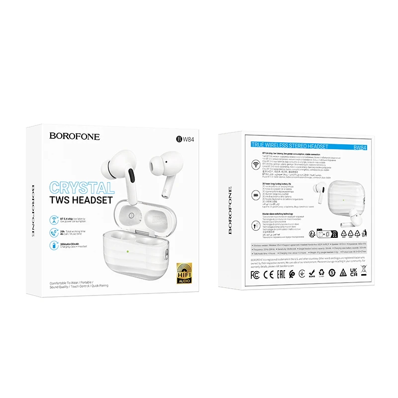 Беспроводные TWS наушники Borofone BW84 Dream, White 1, купить оптом с доставкой