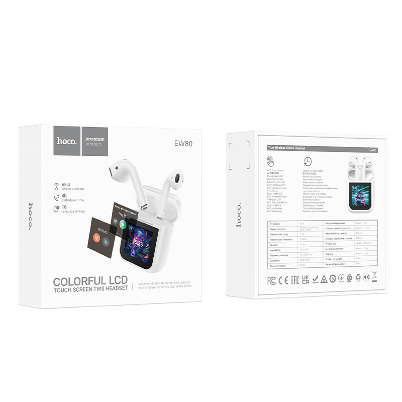 Бездротові TWS навушники Hoco EW80 Magnificent with Touch Screen на малюнкі №5