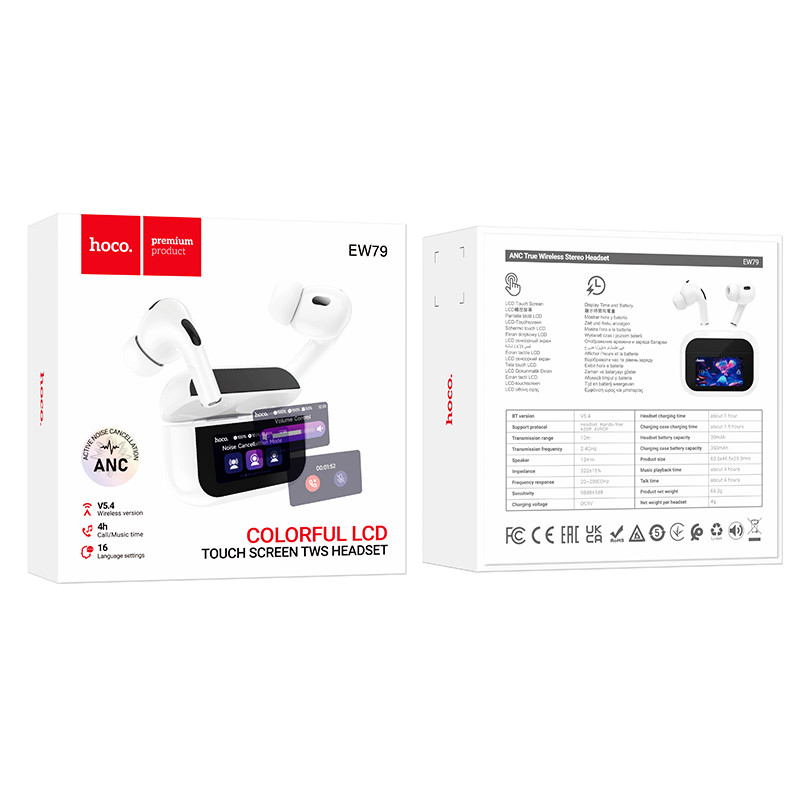 Бездротові TWS навушники Hoco EW79 Bright with Touch Screen ANC на малюнкі №6