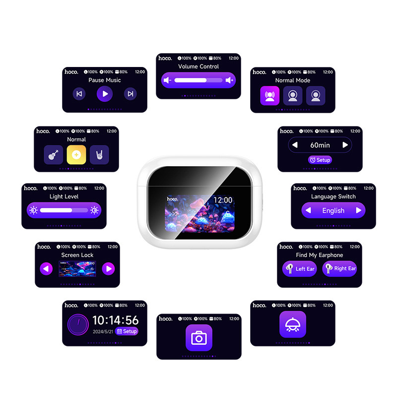Бездротові TWS навушники Hoco EW79 Bright with Touch Screen ANC на малюнкі №7
