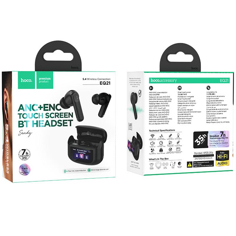 Бездротові TWS навушники Hoco EQ21 Sandy with Touch Screen ANC+ENC на малюнкі №3