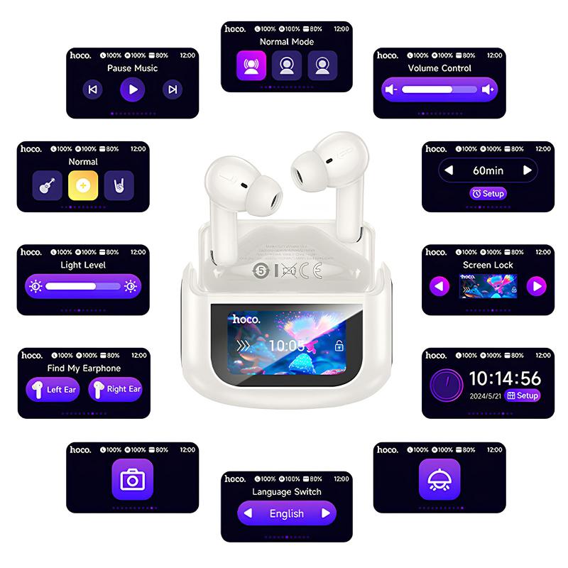 Бездротові TWS навушники Hoco EQ21 Sandy with Touch Screen ANC+ENC на малюнкі №2