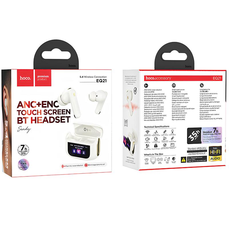 Бездротові TWS навушники Hoco EQ21 Sandy with Touch Screen ANC+ENC на малюнкі №3