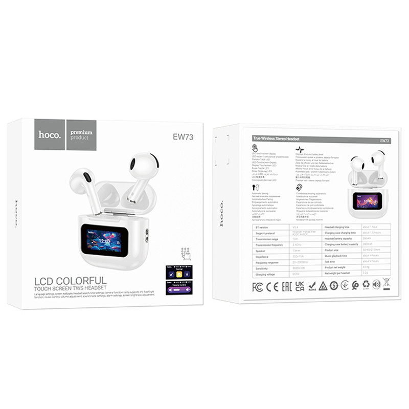 Бездротові TWS навушники Hoco EW73 Randy with Touch Screen на малюнкі №2