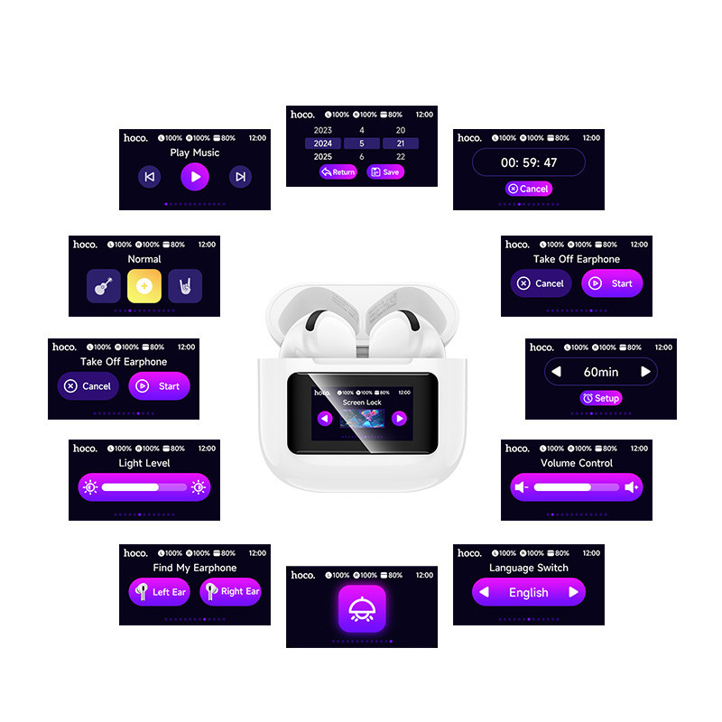 Бездротові TWS навушники Hoco EW73 Randy with Touch Screen на малюнкі №7