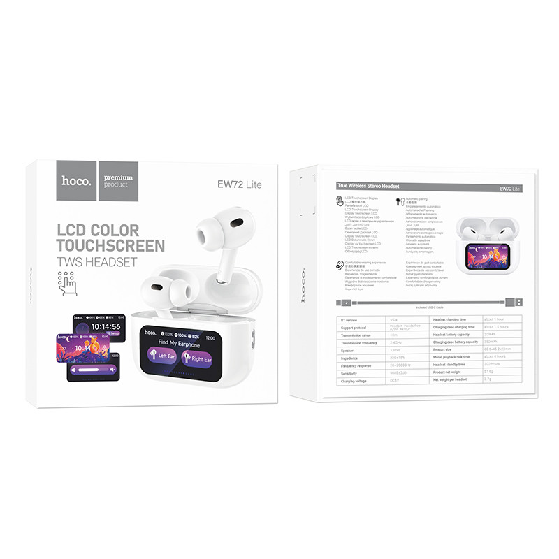 Бездротові TWS навушники Hoco EW72 Lite Soar with Touch Screen на малюнкі №4