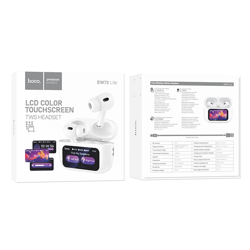 Беспроводные TWS наушники Hoco EW72 Lite Soar with Touch Screen, White 3, купить оптом с доставкой