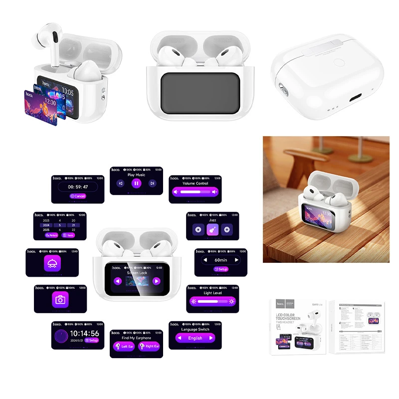 Беспроводные TWS наушники Hoco EW72 Lite Soar with Touch Screen, White 7, купить оптом с доставкой