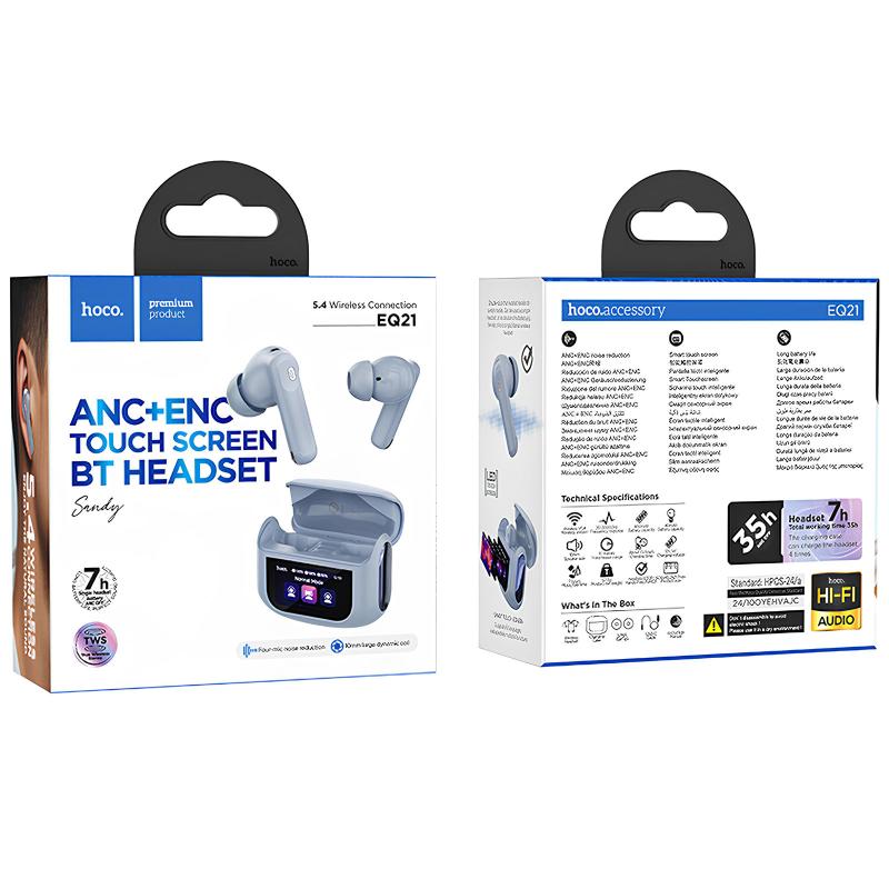 Бездротові TWS навушники Hoco EQ21 Sandy with Touch Screen ANC+ENC на малюнкі №3