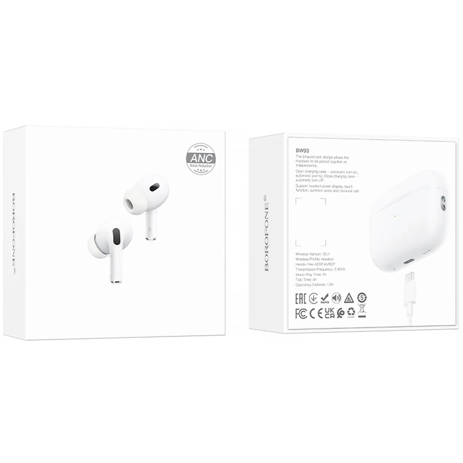 Беспроводные TWS наушники Borofone BW93 ANC, White 5, купить оптом с доставкой