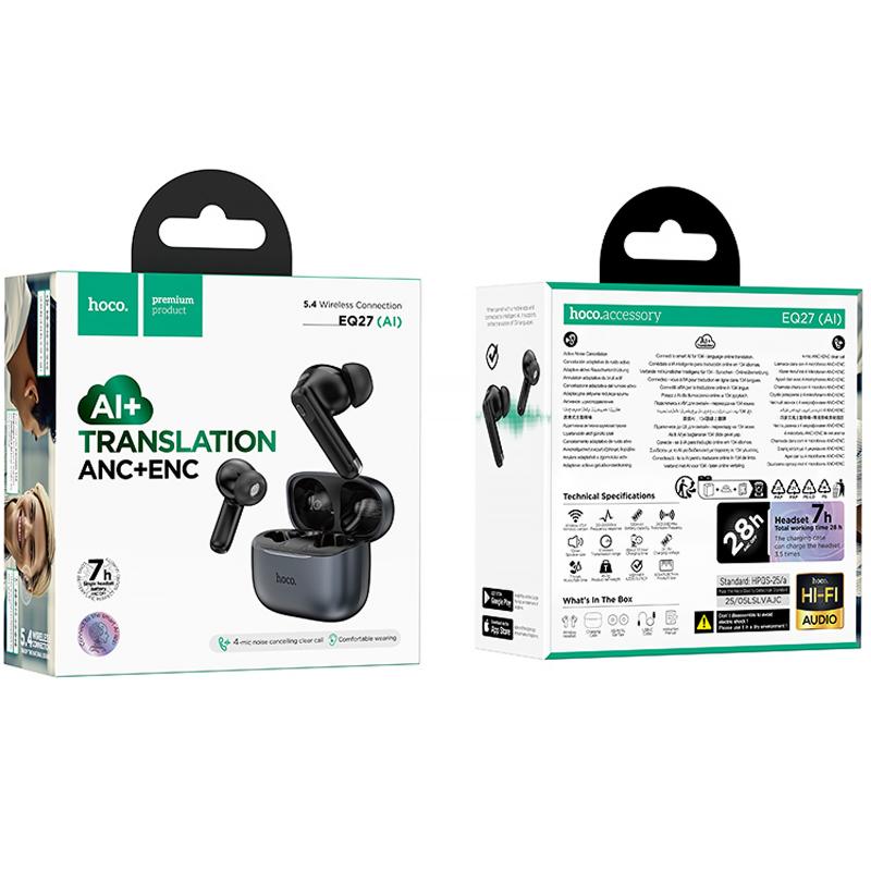 Бездротові TWS навушники Hoco EQ27 Fun ANC+ENC+smart AI translation на малюнкі №2