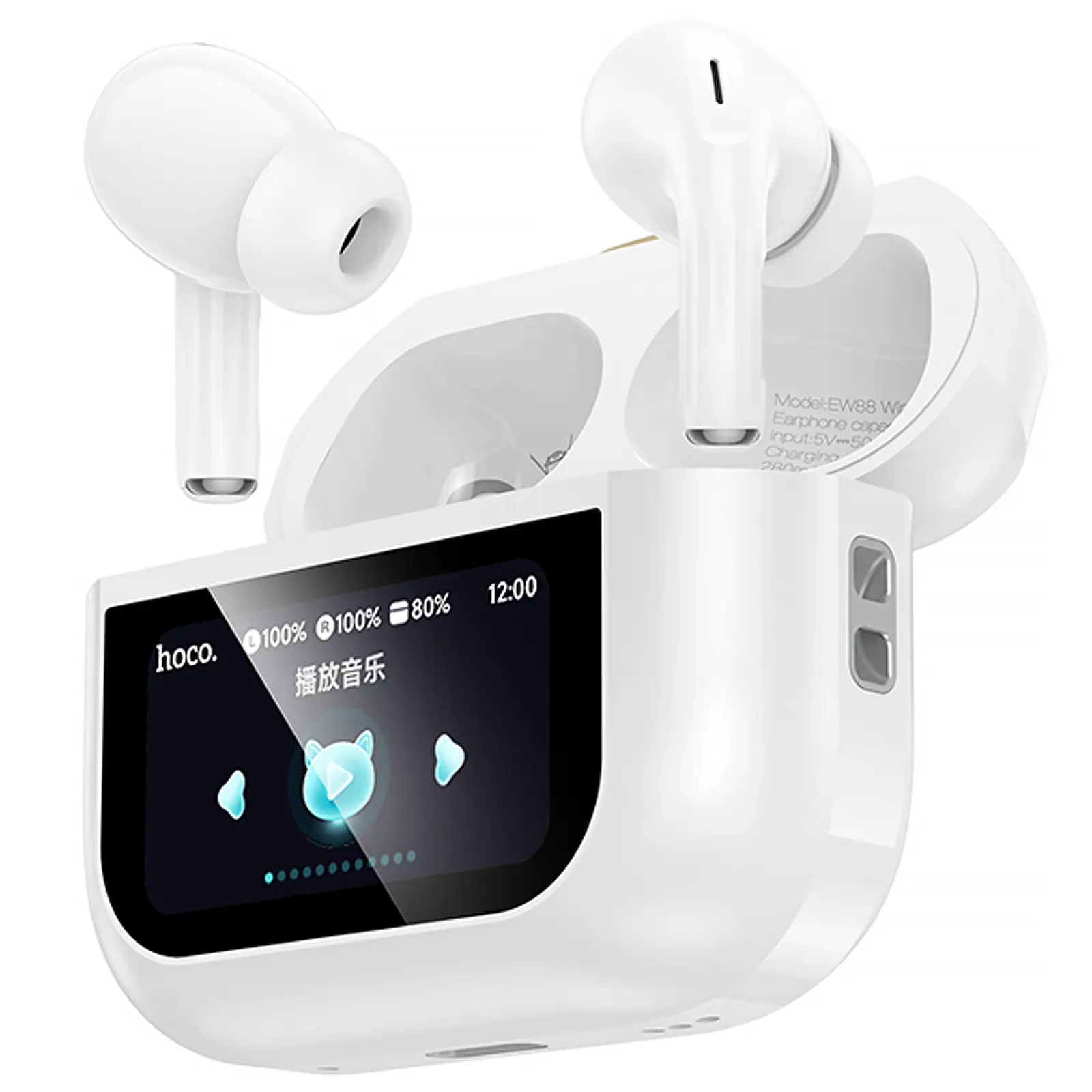Беспроводные TWS наушники Hoco EW88 Rampino with Touch Screen ANC, White 3, купить оптом с доставкой